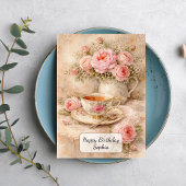 Shabby Chic Tea Cup with Roses カード