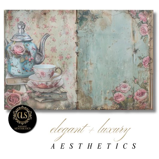 Shabby Chic Tea Decorative Art Paper for Decoupage ペーパーパッド