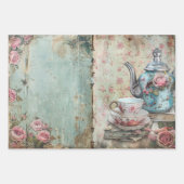 Shabby Chic Tea Florals Luxe Aesthetics ラッピングペーパーシート (正面2)