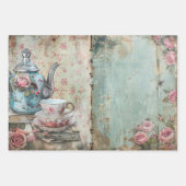 Shabby Chic Tea Florals Luxe Aesthetics ラッピングペーパーシート (正面)