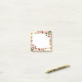 Shabby Chic Vintage Roses & Modern Gold Stripes ポストイット (デスク上)