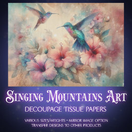 Shabby Chic Watercolor Hummingbirds Decoupage 薄葉紙