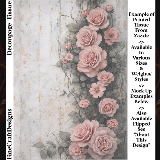 Shabby Climbing Pale Pink Roses FD9R Decoupage 薄葉紙