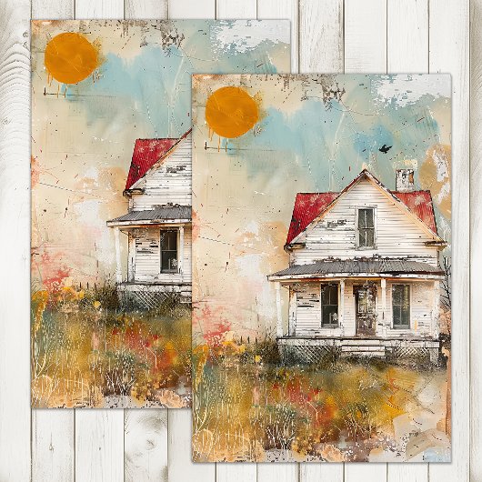 SHABBY OLD FARMHOUSE MIXED MEDIA DECOUPAGE 薄葉紙