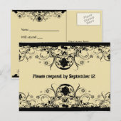 Shabby Old West出欠はがき、金ゴールド濃淡 インビテーションポストカード (正面/裏面)