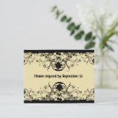 Shabby Old West出欠はがき、金ゴールド濃淡 インビテーションポストカード (スタンド正面)