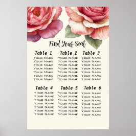 Shabby Pink Rose Find Your Seat ポスター