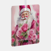 Shabby Rose Pink Chic Victorian Santa Claus メタルオーナメント (正面右)