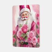 Shabby Rose Pink Chic Victorian Santa Claus メタルオーナメント (正面左)
