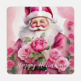 Shabby Rose Pink Chic Victorian Santa Claus メタルオーナメント