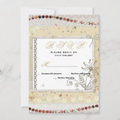 Shabby vintage pastel floral lace RSVP 招待状 (正面)