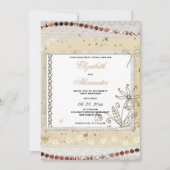 Shabby vintage pastel floral lace Wedding  招待状 (正面)