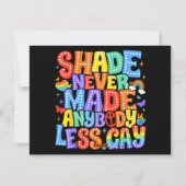 Shadeは決して誰もLGBTの月を減少させたゲイプライド シーズンカード (裏面)