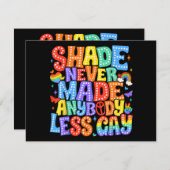 Shadeは決して誰もLGBTの月を減少させたゲイプライド シーズンカード (正面/裏面)