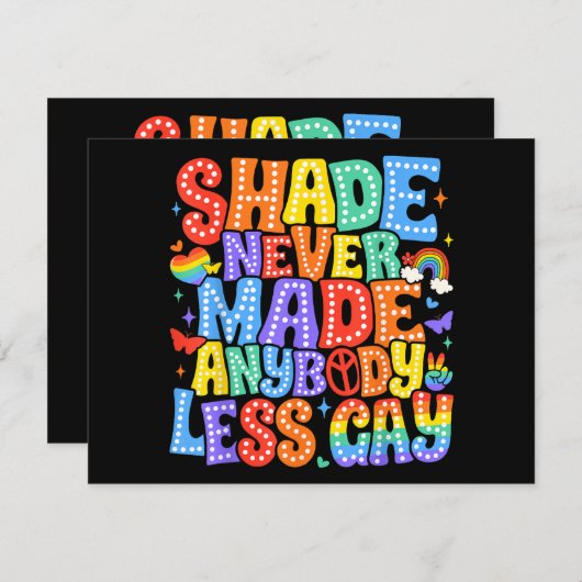 Shadeは決して誰もLGBTの月を減少させたゲイプライド シーズンカード (正面/裏面)
