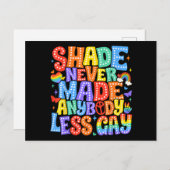 Shadeは決して誰もLGBTの月を減少させたゲイプライド ポストカード (正面/裏面)