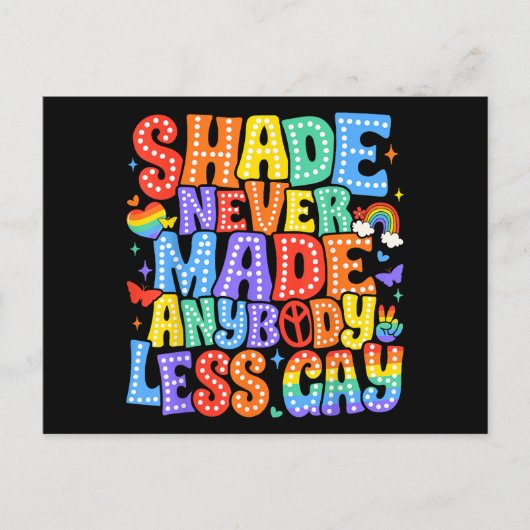 Shadeは決して誰もLGBTの月を減少させたゲイプライド ポストカード (正面)