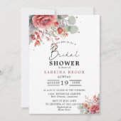 Shade Of Blush Pink Peach Dusty Blue Bridal Shower 招待状 (正面)