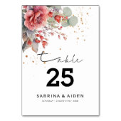 Shade Of Blush Pink Peach Dusty Blue Burgundy テーブルナンバー (裏面)