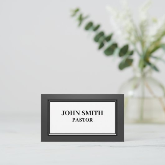 SHADED Church Pastor Black and White Business Card 名刺 (スタンド正面)