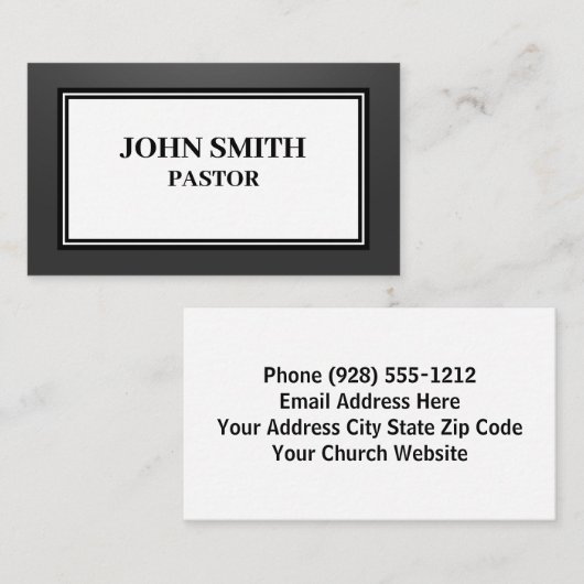 SHADED Church Pastor Black and White Business Card 名刺 (正面/裏面)