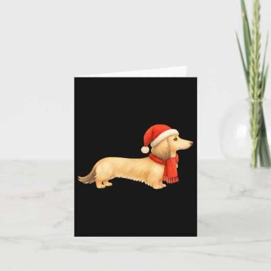 Shaded Cream Christmas Dachshund Dog Mom Funny Cut カード (正面)