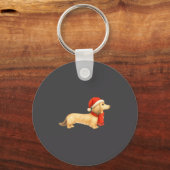 Shaded Cream Christmas Dachshund Dog Mom Funny Cut キーホルダー (正面)