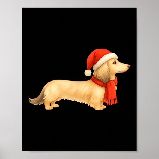 Shaded Cream Christmas Dachshund Dog Mom Funny Cut ポスター (正面)