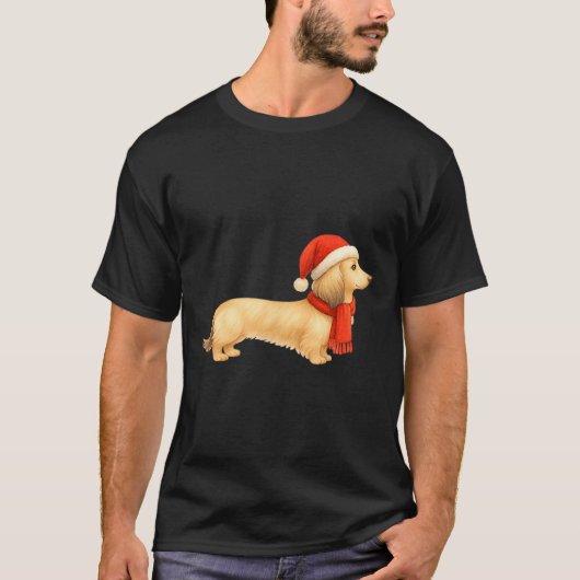 Shaded Cream Christmas Dachshund Dog Mom Funny Cut Tシャツ (正面)