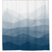 Shades of Blueジオメトリックデザイン シャワーカーテン (正面)