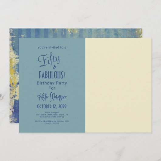 Shades Of Blue 50 & FABUOUSバースデーパーティー写真 招待状 (正面/裏面)
