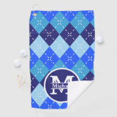 Shades of Blue Argyle Sporty Preppyパーソナライズ ゴルフタオル (インサイチュ)