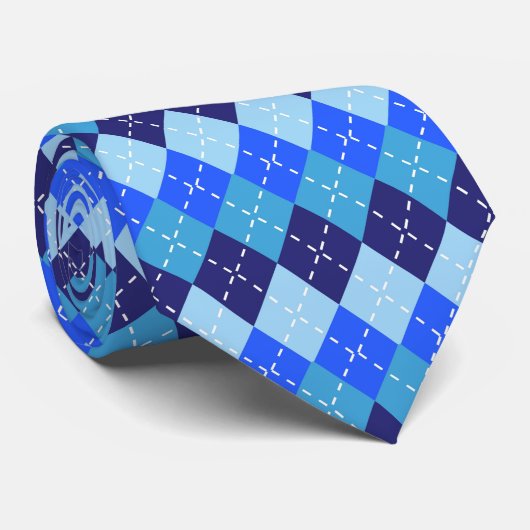 Shades of Blue Argyle Sporty Preppyパーソナライズ ネクタイ (ロール)