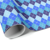 Shades of Blue Argyle Sporty Preppyパーソナライズ ラッピングペーパー (ロールコーナー)