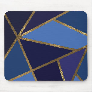 Shades of Blue & Bronzeジオメトリックシックオフィス金ゴールド マウスパッド