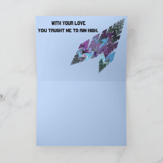 Shades of Blue Chevron Fractal Art Father's Day カード (内部)