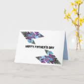 Shades of Blue Chevron Fractal Art Father's Day カード (黄色い花)