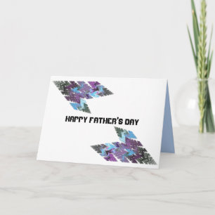 Shades of Blue Chevron Fractal Art Father's Day カード