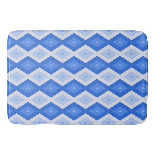 Shades of blue diamond pattern バスマット (正面)