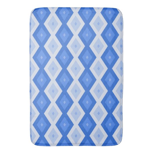 Shades of blue diamond pattern バスマット (正面縦)