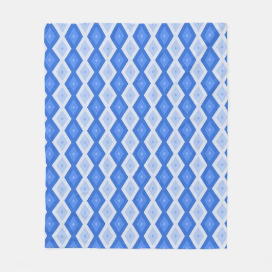 Shades of blue diamond pattern フリースブランケット (正面)