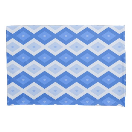 Shades of blue diamond pattern 枕カバー (正面)