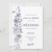 Shades of blue, Floral wedding Invitation 招待状 (正面)