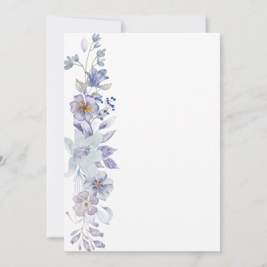 Shades of blue, Floral wedding Invitation 招待状 (裏面)