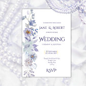 Shades of blue, Floral wedding Invitation 招待状