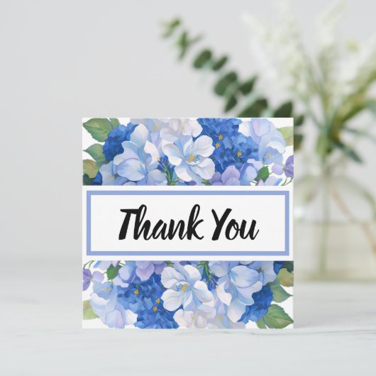 Shades of Blue Florals Thank You カード (スタンド正面)