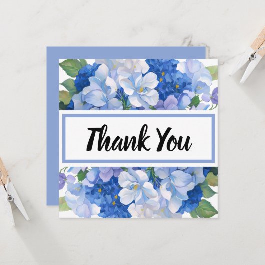 Shades of Blue Florals Thank You カード (正面/裏面インサイチュ)