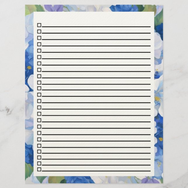 Shades of Blue Florals To Do List レターヘッド (正面)