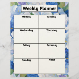 Shades of Blue Florals Weekly Planner レターヘッド