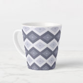 Shades of blue grey diamond pattern カフェラテマグ (左アングル)